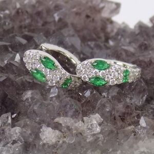 new with box! pave snake huggies small hoop serpent earrings